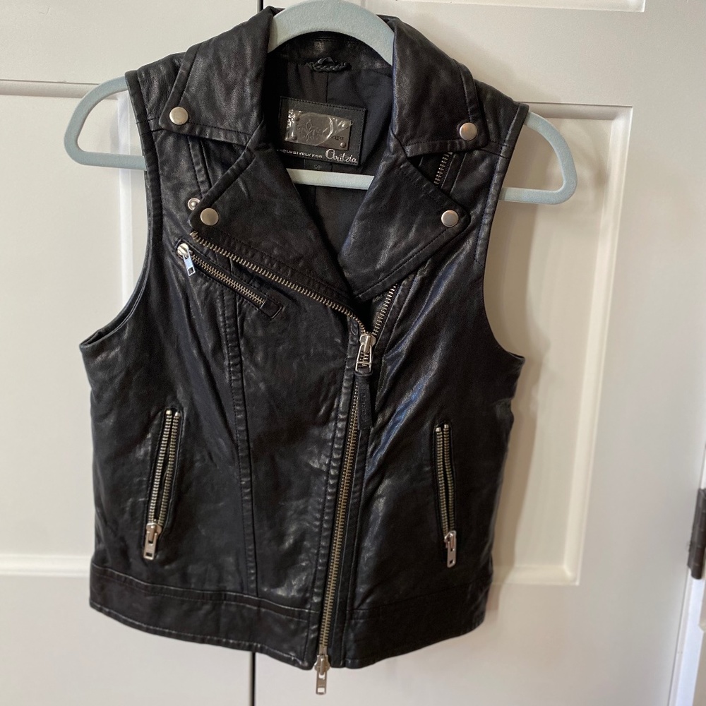 MACKAGE FOR ARITZIA FREDERICA DISTRESSED BLACK LEATHER VEST S/P
